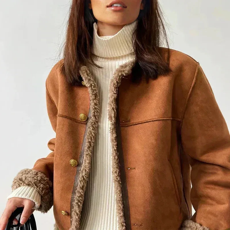 Women's Faux Shearling Jacket – Casual, Everyday Wear