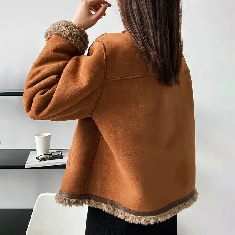 Women's Faux Shearling Jacket – Casual, Everyday Wear