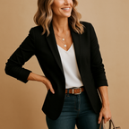 Women's Fitted Blazer Jacket | Tailored Long Sleeve Design for Professional and Casual Wear in Classic Style