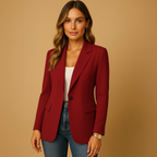 Women's Tailored Single-Breasted Blazer – Office, Casual