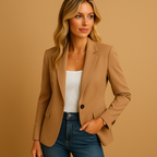 Women's Tailored Single-Breasted Blazer – Office, Casual