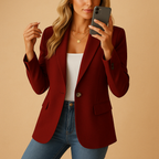 Women's Tailored Single-Breasted Blazer – Office, Casual