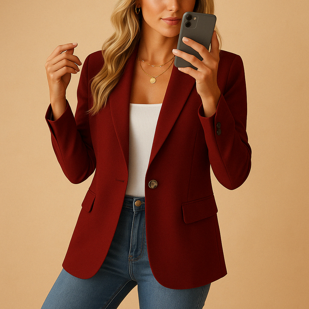 Women's Tailored Single-Breasted Blazer – Office, Casual