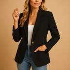 Women's Tailored Single-Breasted Blazer – Office, Casual