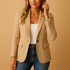 Women's Tailored Single-Breasted Blazer – Office, Casual
