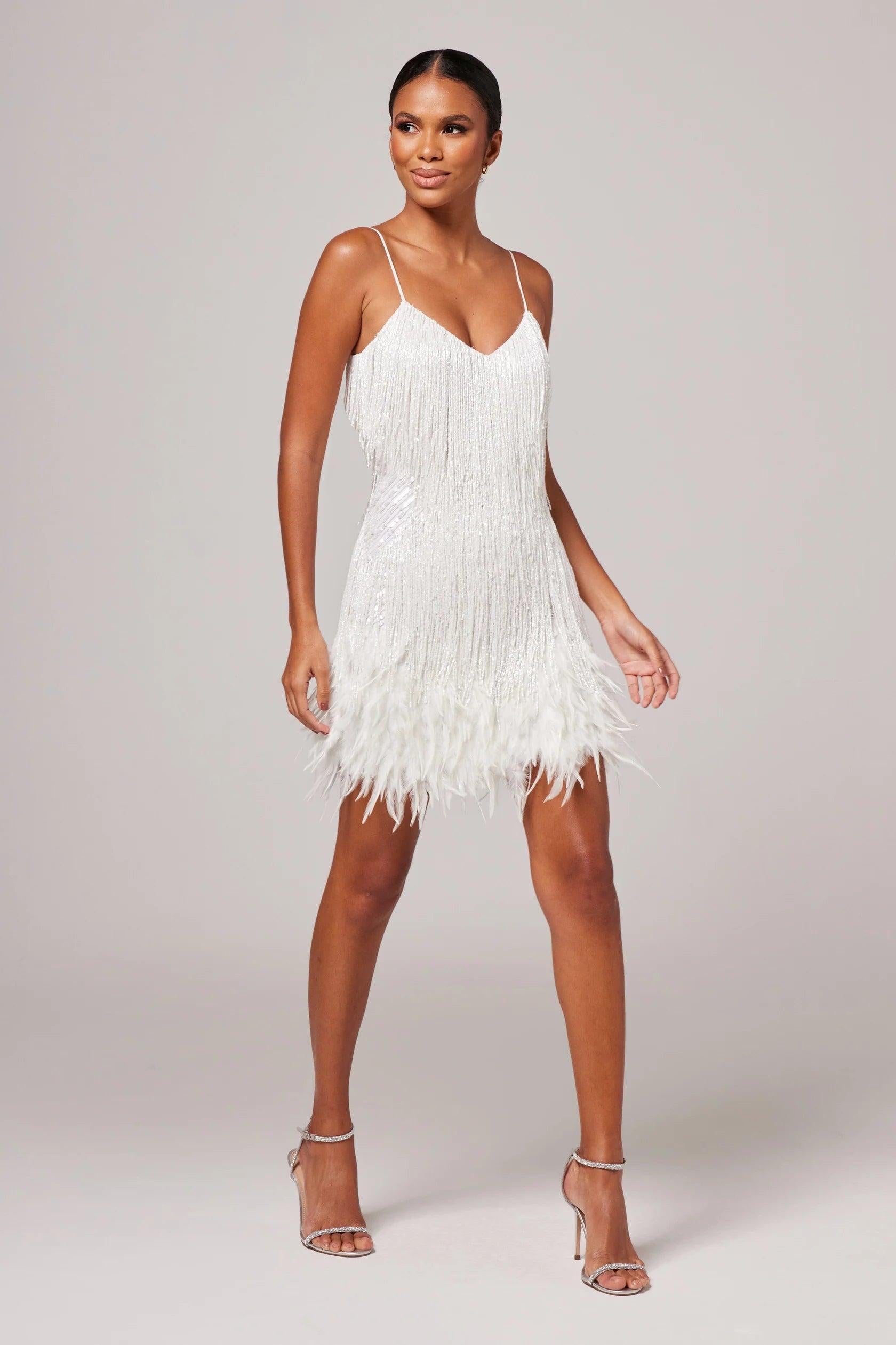 Women's Fringe Feather Cocktail Dress | Elegant Evening Wear for Parties