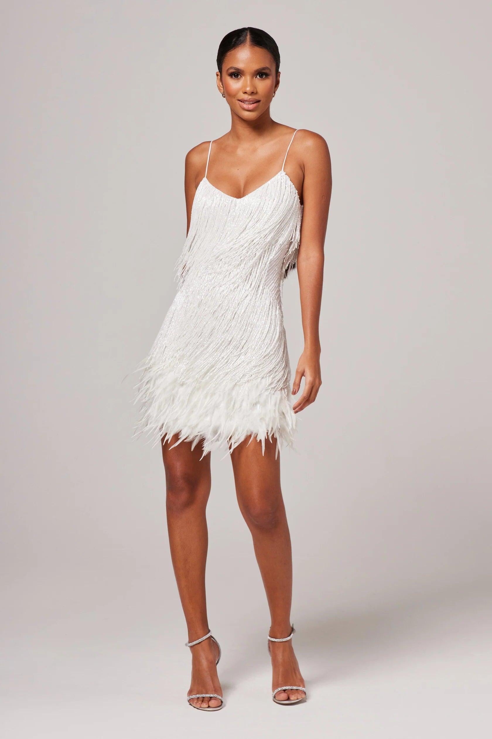 Women's Fringe Feather Cocktail Dress | Elegant Evening Wear for Parties