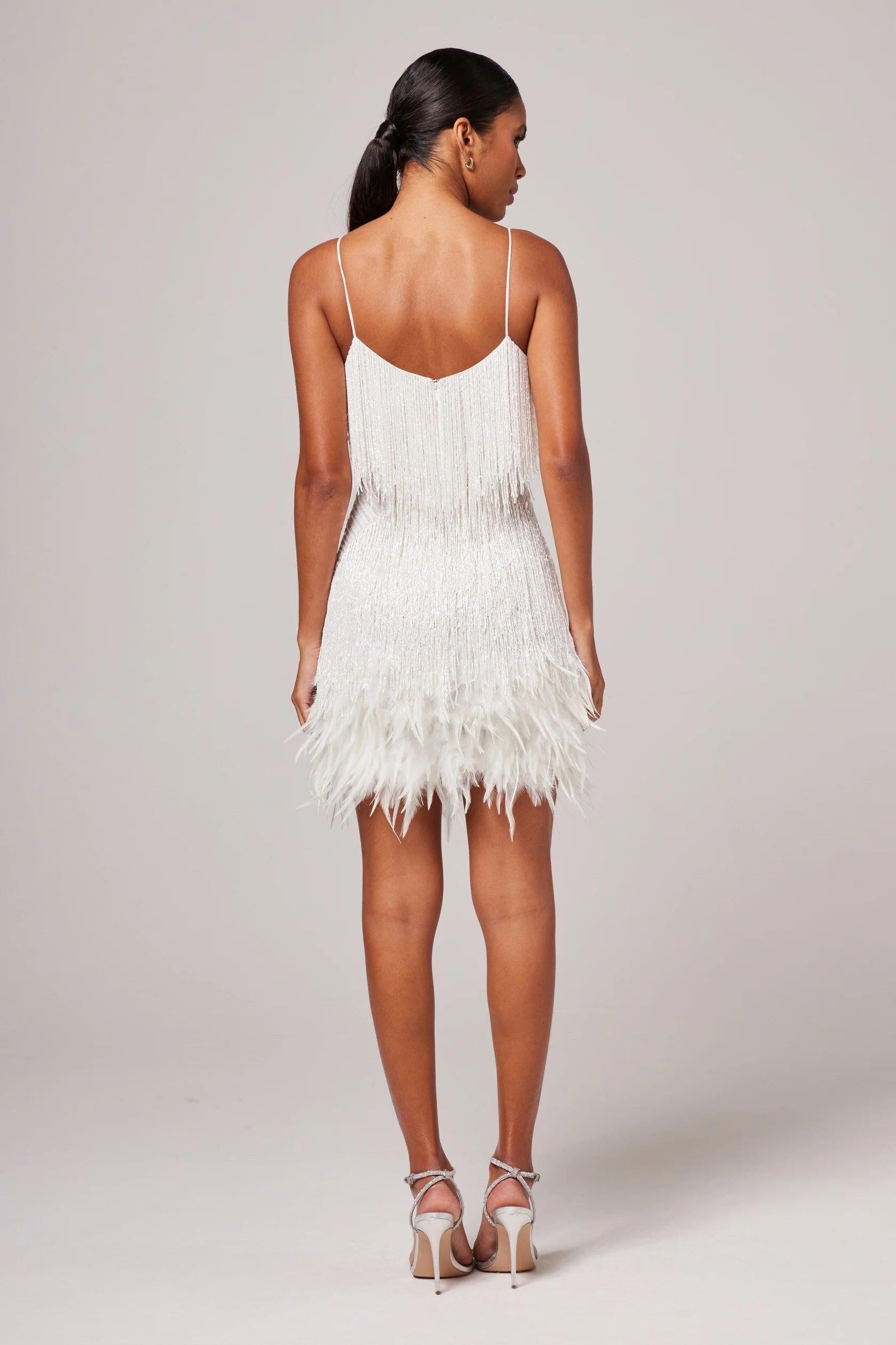 Women's Fringe Feather Cocktail Dress | Elegant Evening Wear for Parties