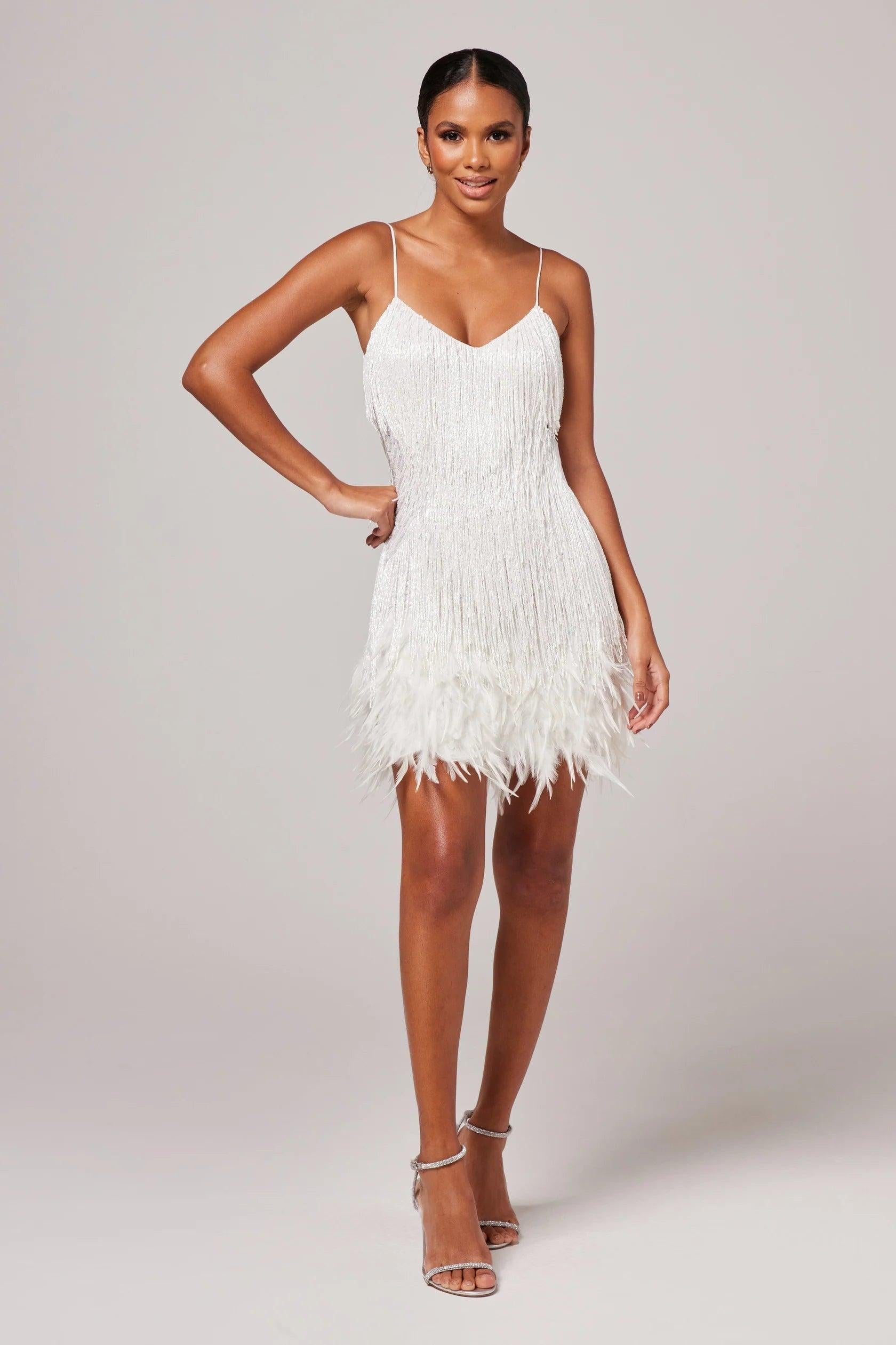 Women's Fringe Feather Cocktail Dress | Elegant Evening Wear for Parties