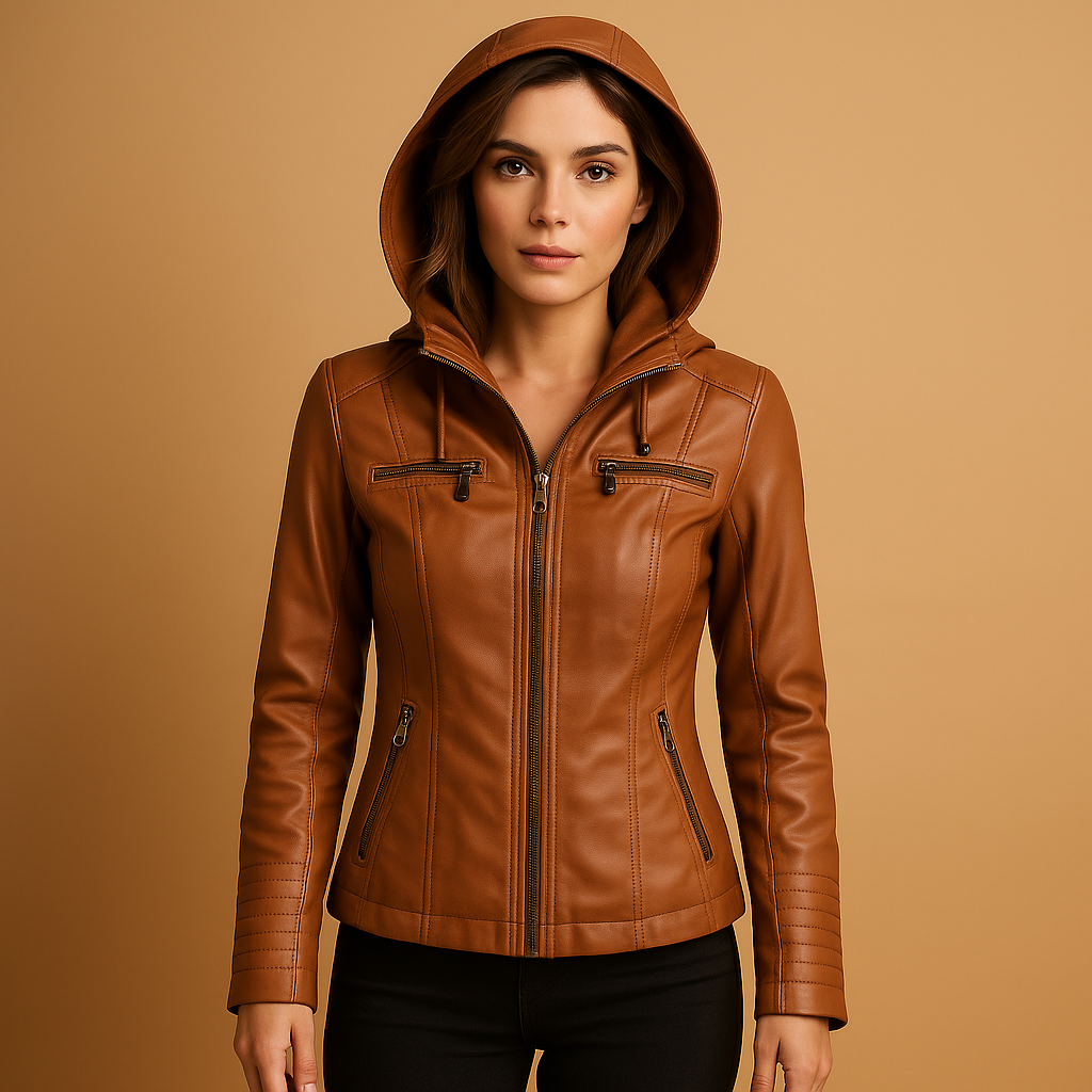Women's Leather Biker Jacket | Classic Design | Casual Outerwear for Riding and Daily Wear