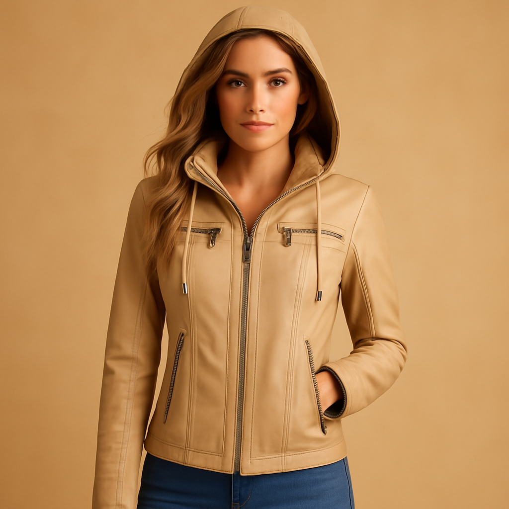 Women's Leather Biker Jacket | Classic Design | Casual Outerwear for Riding and Daily Wear