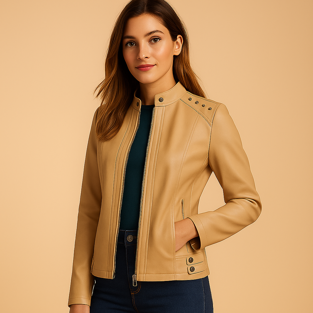 Women's Leather Biker Jacket | Classic Design | Casual and Motorcycle Outerwear | Multiple Sizes Available
