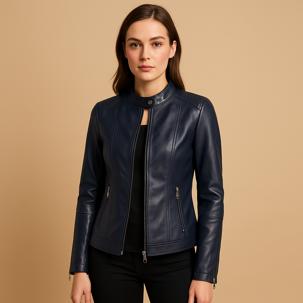Women's Leather Biker Jacket | Classic Edgy Style | Casual Everyday Outerwear | Versatile Fashion Layering Piece