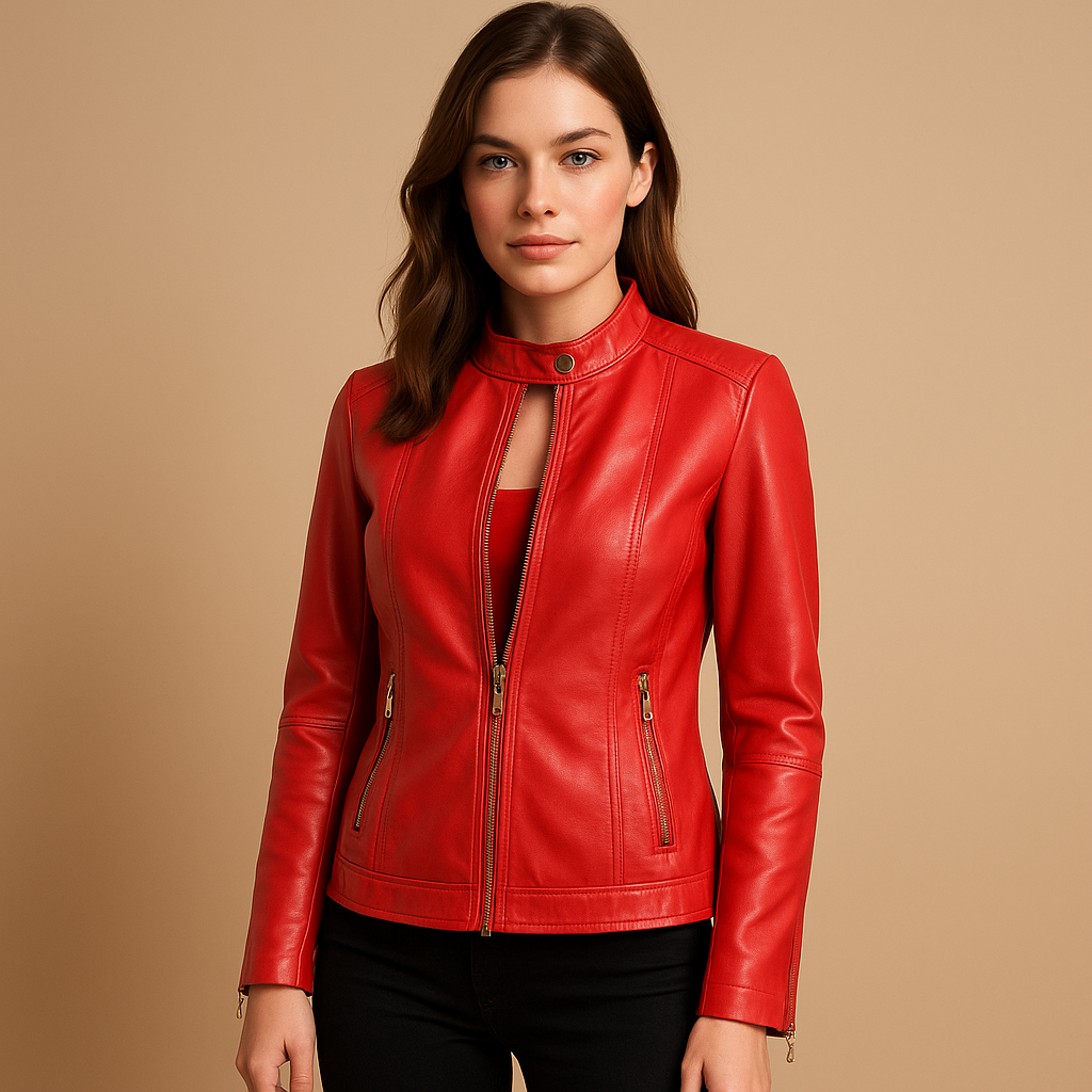 Women's Leather Biker Jacket | Classic Edgy Style | Casual Everyday Outerwear | Versatile Fashion Layering Piece