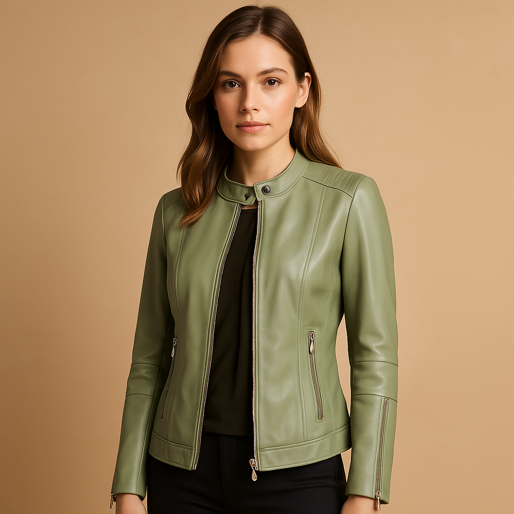 Women's Leather Biker Jacket | Classic Edgy Style | Casual Everyday Outerwear | Versatile Fashion Layering Piece