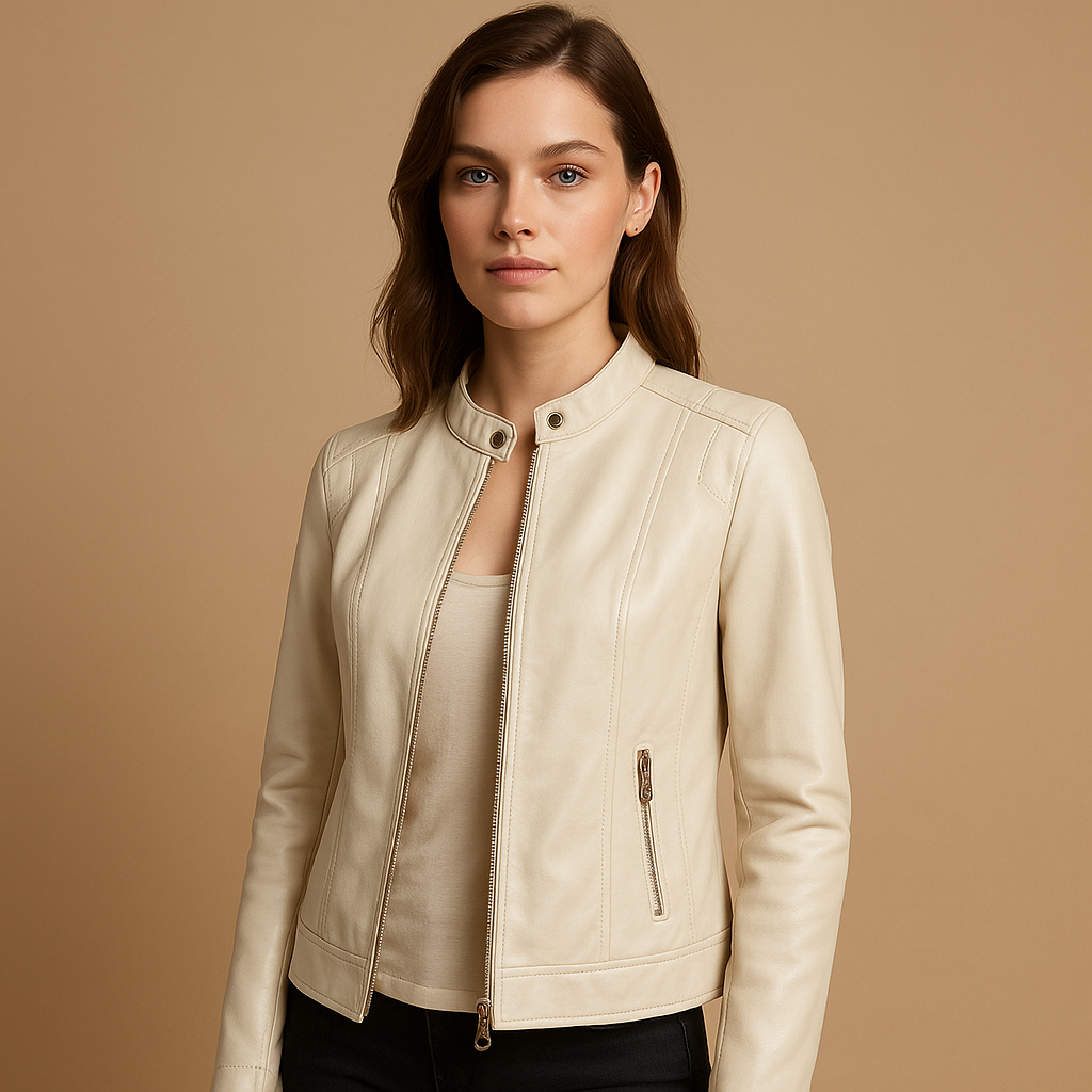 Women's Leather Biker Jacket | Classic Edgy Style | Casual Everyday Outerwear | Versatile Fashion Layering Piece