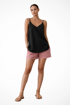 Women's Linen Spaghetti Strap Spring Top - Casual Lightweight Summer Blouse