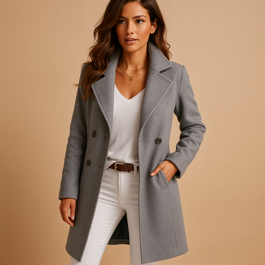 Women's Long Button-Up Coat – Tailored Overcoat for Stylish Cold Weather Wear