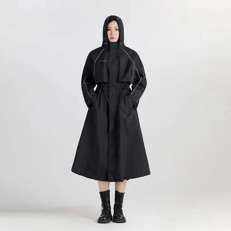 Women's Longline Hooded Cycling Rain Coat – Outdoor, Active Wear