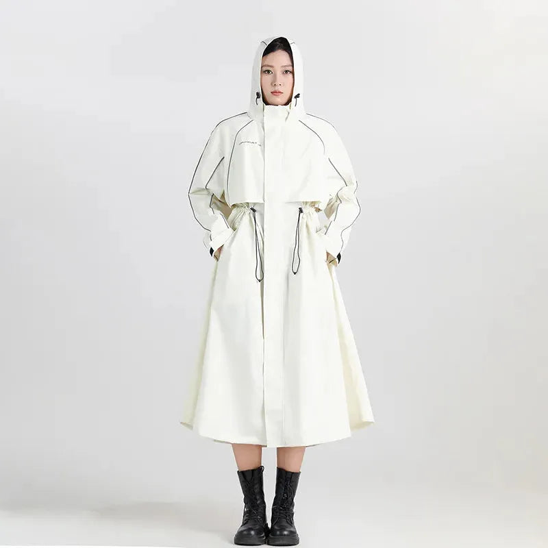 Women's Longline Hooded Cycling Rain Coat – Outdoor, Active Wear