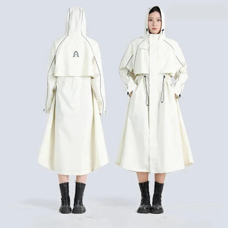 Women's Longline Hooded Cycling Rain Coat – Outdoor, Active Wear