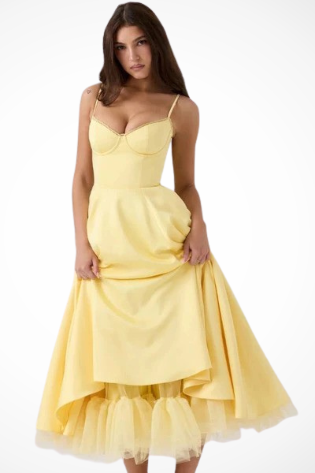 Women’s Midi Corset Dress in Satin for Wedding Guests