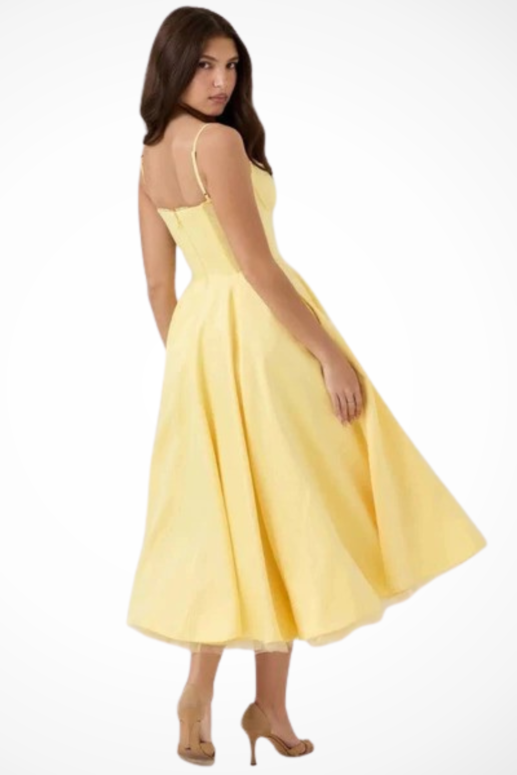 Women’s Midi Corset Dress in Satin for Wedding Guests
