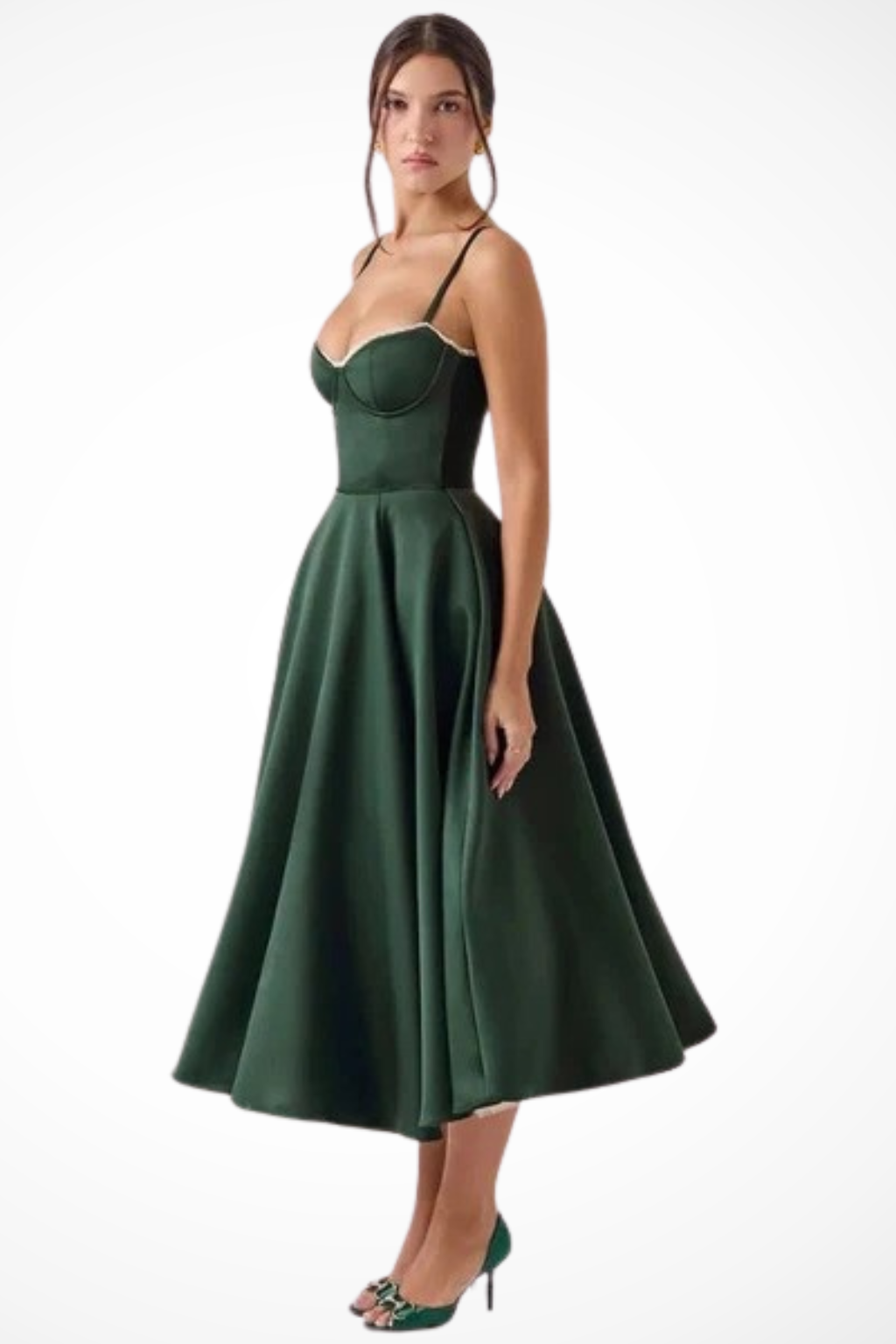 Women’s Midi Corset Dress in Satin for Wedding Guests