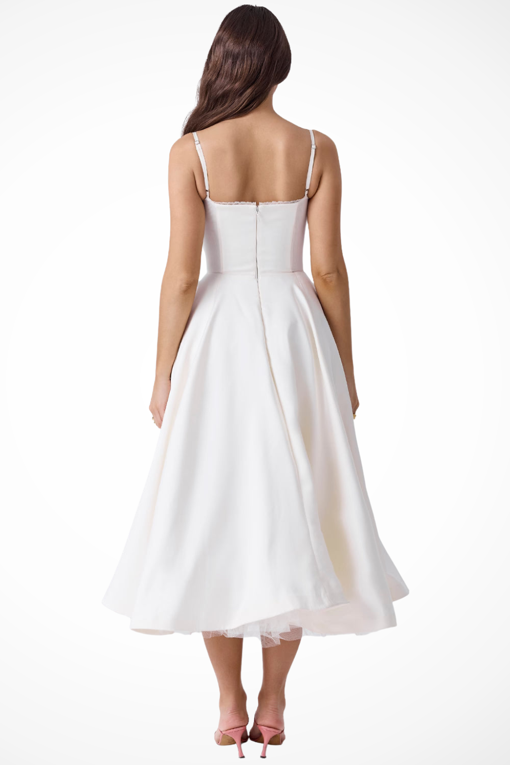 Women’s Midi Corset Dress in Satin for Wedding Guests