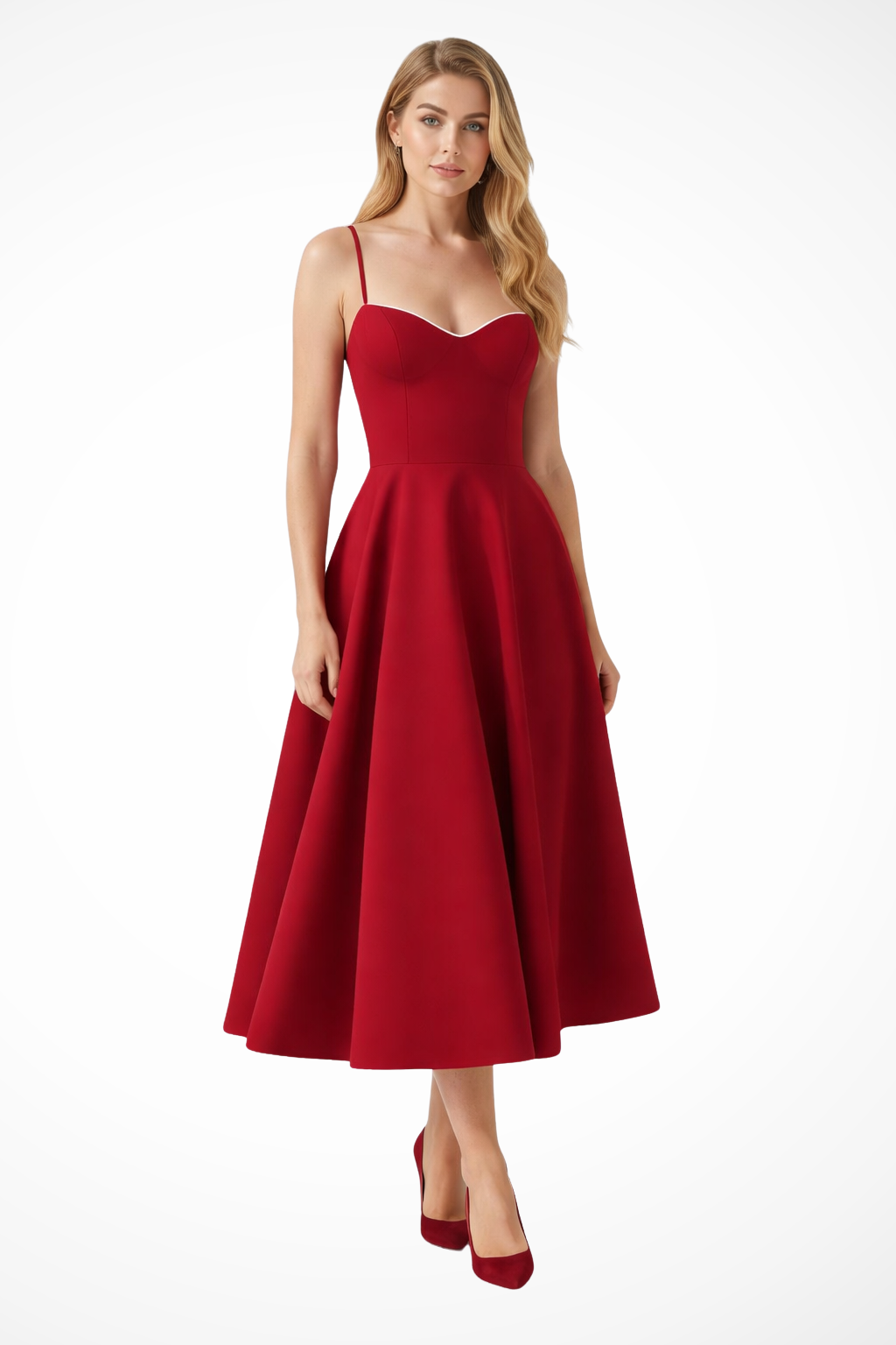 Women’s Midi Corset Dress in Satin for Wedding Guests