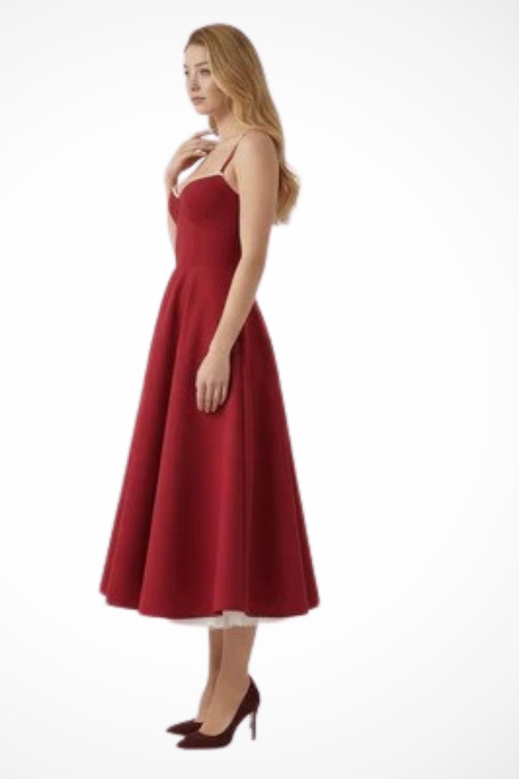 Women’s Midi Corset Dress in Satin for Wedding Guests