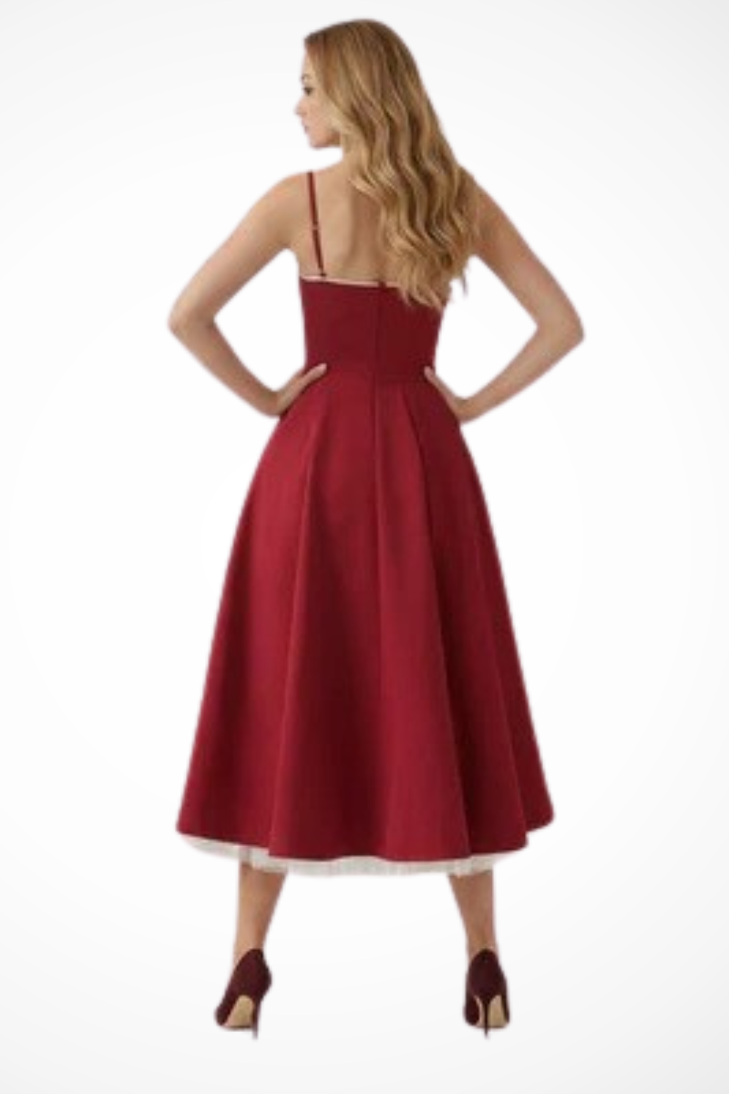 Women’s Midi Corset Dress in Satin for Wedding Guests