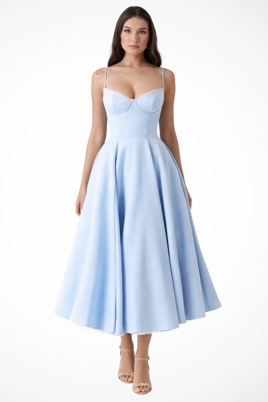 Women’s Midi Corset Dress in Satin for Wedding Guests
