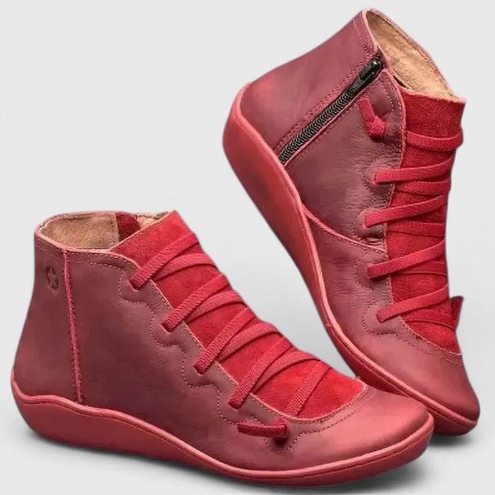 Women's Orthopaedic Ankle Boots – Supportive Walking Comfort – Red