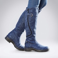 Women's Orthopaedic Tall Boots with Adjustable Buckle – Navy blue