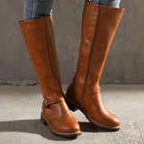 Women's Leather Orthopaedic Tall Boots with Buckle