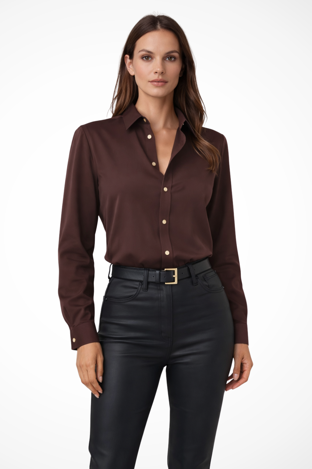 Women's Relaxed Fit Long Sleeve V Neck Blouse - Casual Everyday Wear