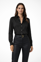 Women's Relaxed Fit Long Sleeve V Neck Blouse - Casual Everyday Wear