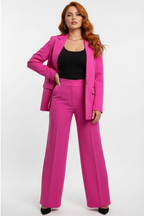 Women's Slim Fit Blazer and Trouser Set - Professional Office Attire - Versatile Colors for Business Wear