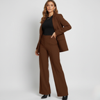 Women's Slim Fit Blazer and Trouser Set - Professional Office Attire - Versatile Colors for Business Wear