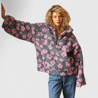 Women's Bold Floral Knit Jumper – Loose Fit – Pink
