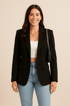 Women's Tailored Blazer Jacket - Chic Streetwear Style for Casual or Professional Wear