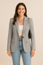 Women's Tailored Blazer Jacket - Chic Streetwear Style for Casual or Professional Wear