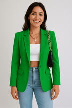 Women's Tailored Blazer Jacket - Stylish Polyester for Casual or Work Wear