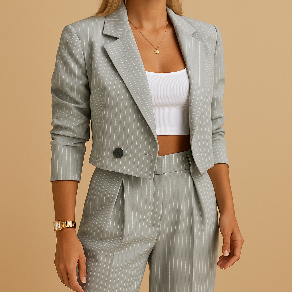 Women's Tailored Blazer and Trousers Set | Professional Office Wear | Versatile Work Outfit | Comfortable Fit