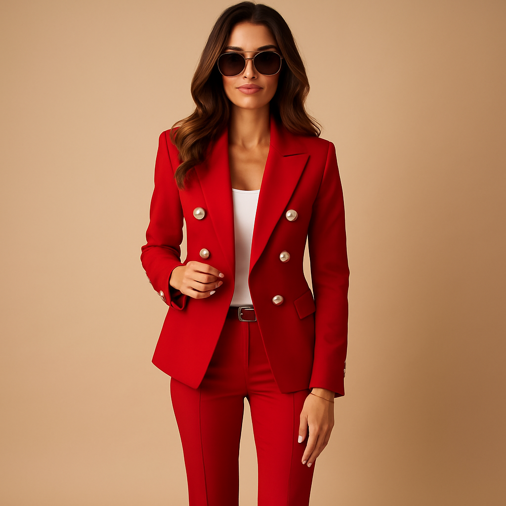 Women's Tailored Blazer and Trousers Suit Set | Professional Fit for Office and Formal Events