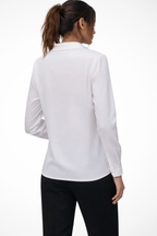 Women's Tailored Long Sleeve Collared Blouse - Elegant Fit for Office Wear