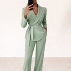 Women's Tie Waist Suit – Office, Casual