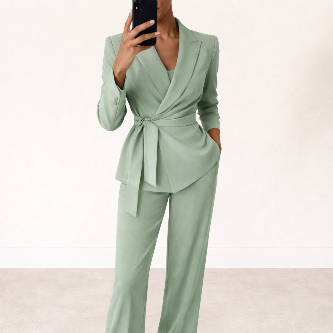 Women's Tie Waist Suit – Office, Casual