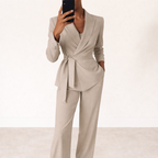 Women's Tie Waist Suit – Office, Casual